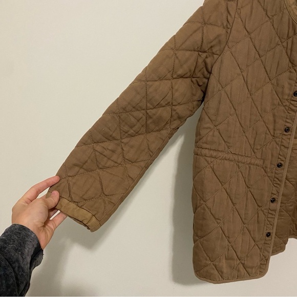 J. Crew Tan Quilted Snap Button Jacket size Small - Picture 2 of 9
